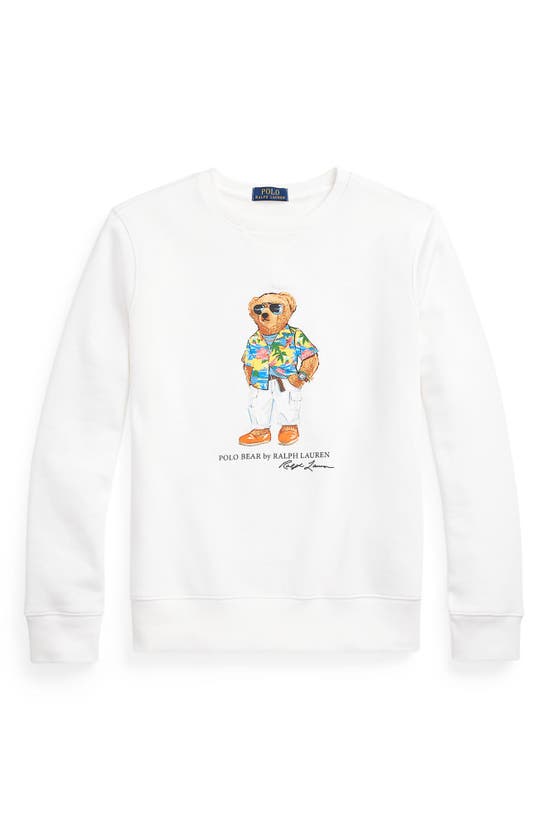 Shop Polo Ralph Lauren Polo Bear Graphic Sweatshirt In White Beach Club Bear