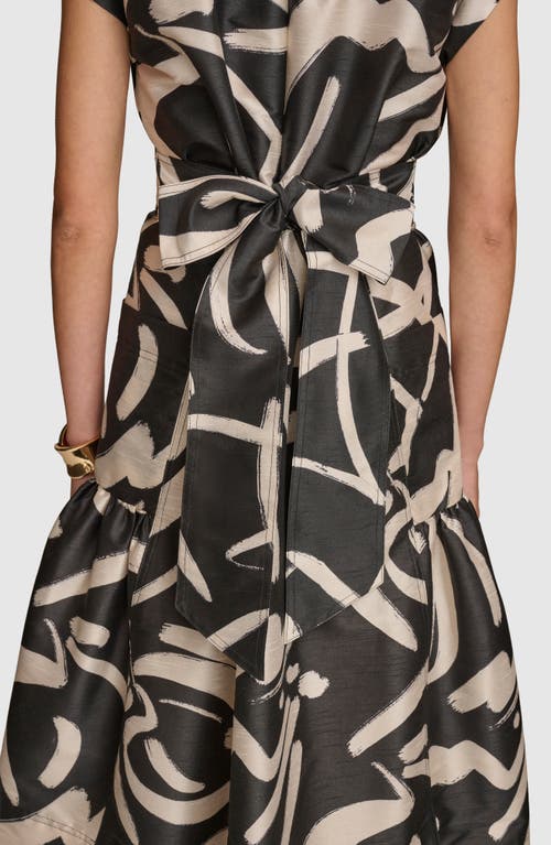 Shop Donna Karan New York Abstract Print Midi Dress In Black/light Canvas