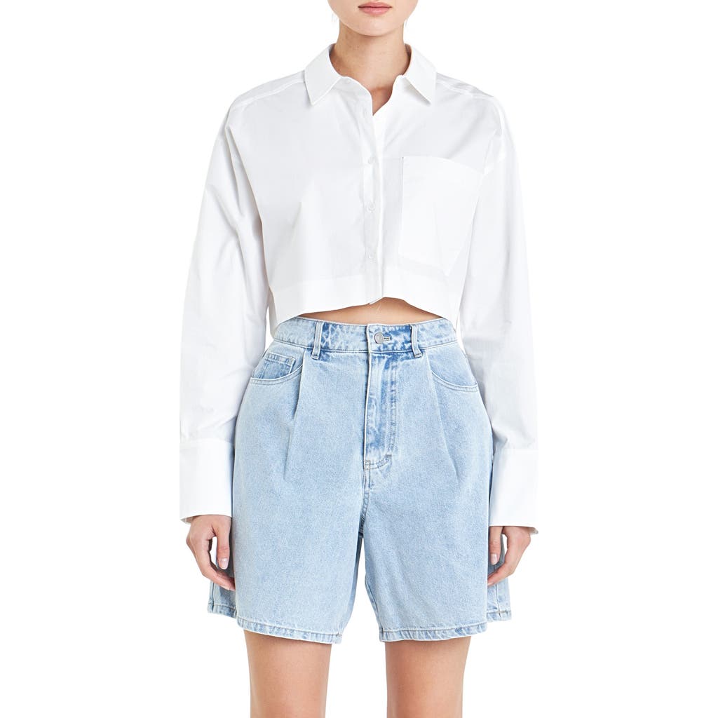 Grey Lab Oversize Crop Button-up Shirt In White
