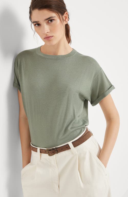 Shop Brunello Cucinelli Cashmere And Silk Lightweight Sweater In Mint Green