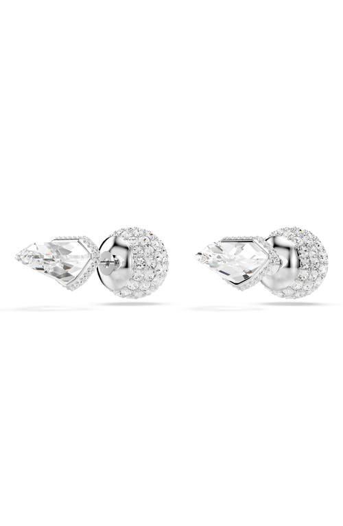 Swarovski Lucent Stud Earrings In White/silver