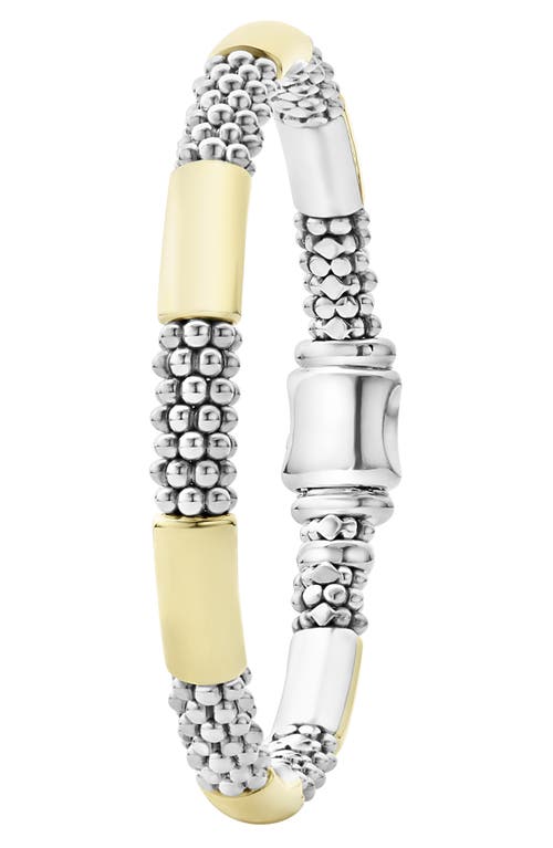 Shop Lagos Signature Caviar High Bar Rope Bracelet In Silver/gold