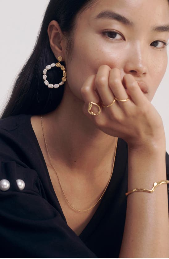 Monica Vinader Nugget & Keshi Pearl Frontal Hoop Earrings In Gold