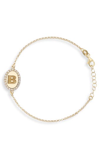Meshmerise Diamond Initial Disc Bracelet In Yellow-b