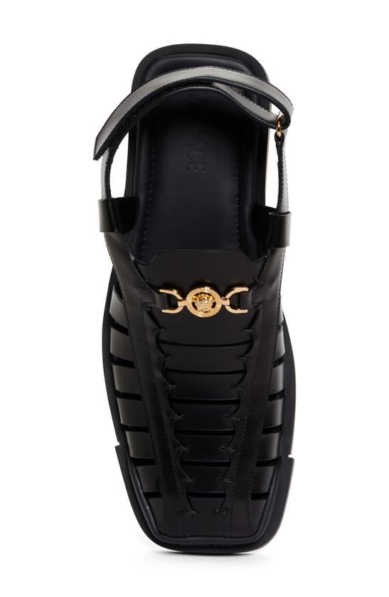 Shop Versace Medusa '95 Fisherman Sandal In Black  Gold