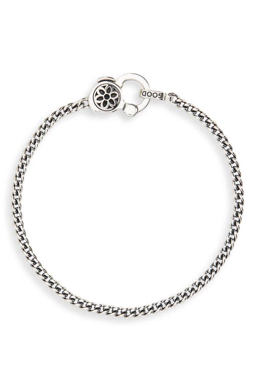 Men's Rosette 4A Curb Chain Bracelet in Sterling Silver