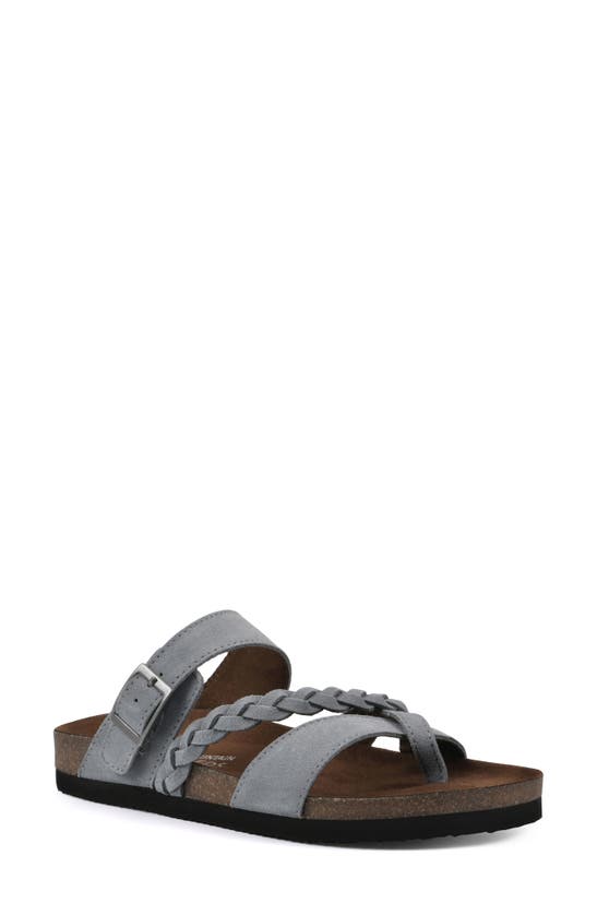 White Mountain Footwear Hazy Leather Footbed Sandal In Blue Raspberry/ Suede