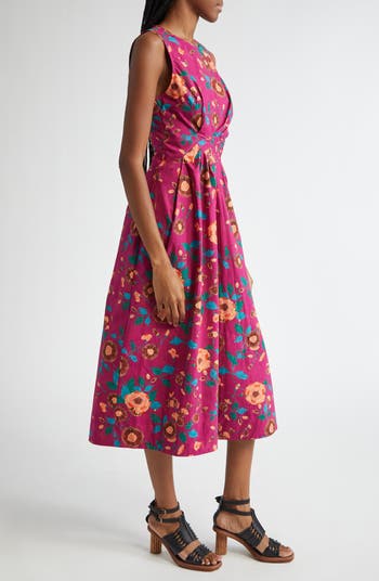 Davina Floral Twisted Waist Midi Dress