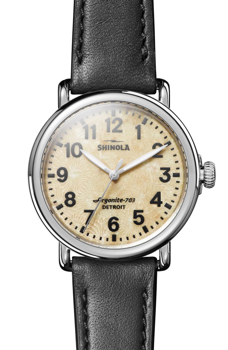 Shinola The Runwell Leather Strap Watch, 40mm, Main, color, 
