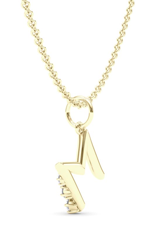 Shop Hautecarat Graduated Lab Created Diamond Initial Letter Pendant Necklace In M - 18k Yellow Gold