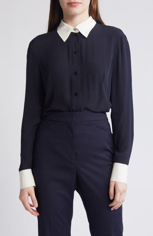 BOSS Billah Contrast Button-Up Shirt Sky Captain at Nordstrom,