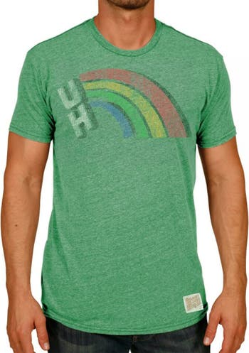 Retro Brand Men's Original Retro Brand Heather Green Hawaii Warriors  Vintage Rainbow Tri-Blend T-Shirt