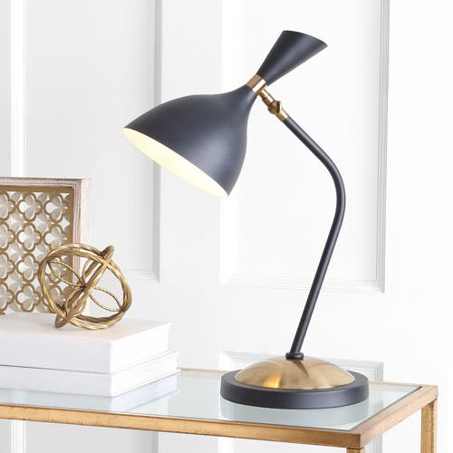 Jonathan Y Albert Iron Retro Mid-century Led Table Lamp In Black
