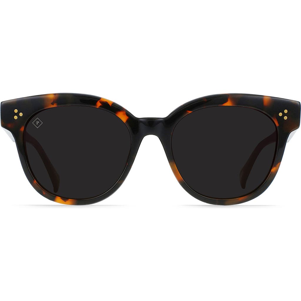 Raen Nikol 52mm Polarized Round Sunglasses In Nero Tortoise/dark Smoke-52