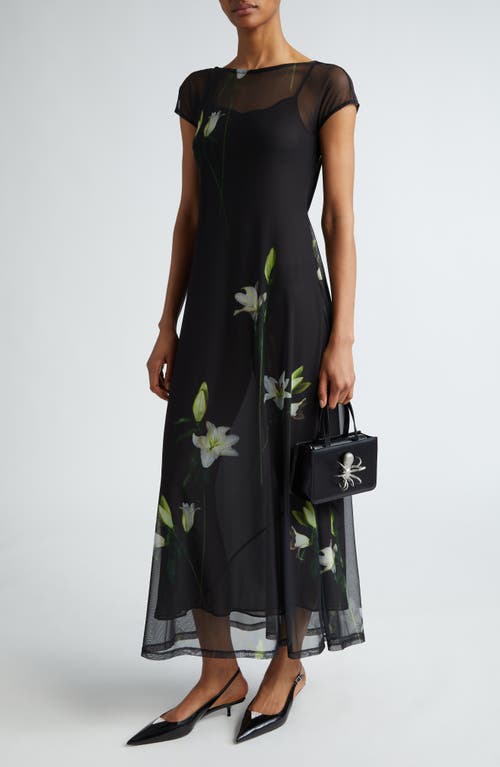 Diego Floral Mesh Maxi Dress in Lilies