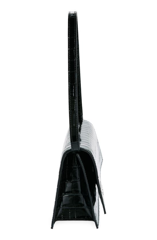 Shop Coperni Mini Folder Croc Embossed Crossbody Bag In Black