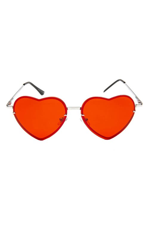 Tinted Heart Shaped Sunglasses in Red