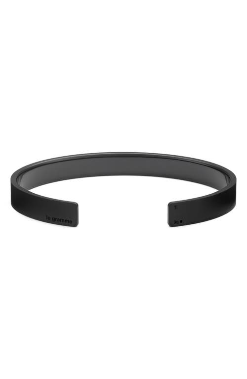 Shop Le Gramme 9g Brushed Titanium Ribbon Cuff Bracelet In Black