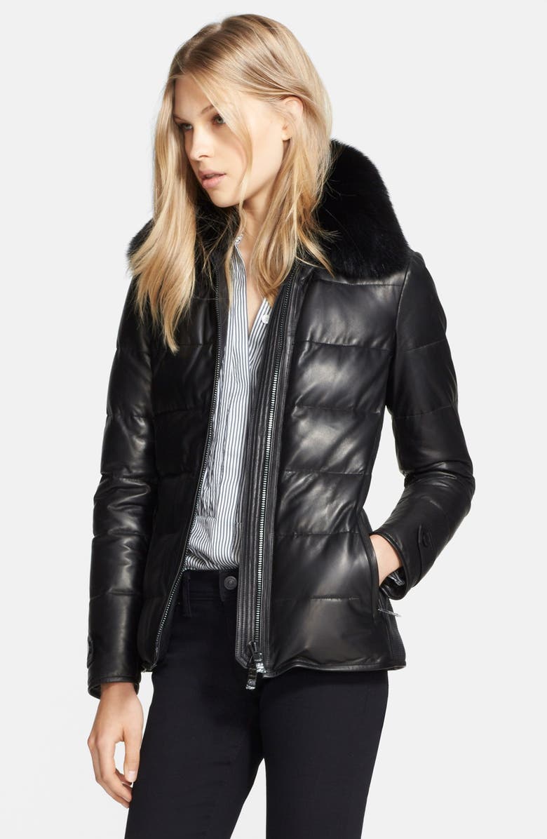 Burberry London 'Redbury' Leather Puffer Jacket with Removable Genuine ...