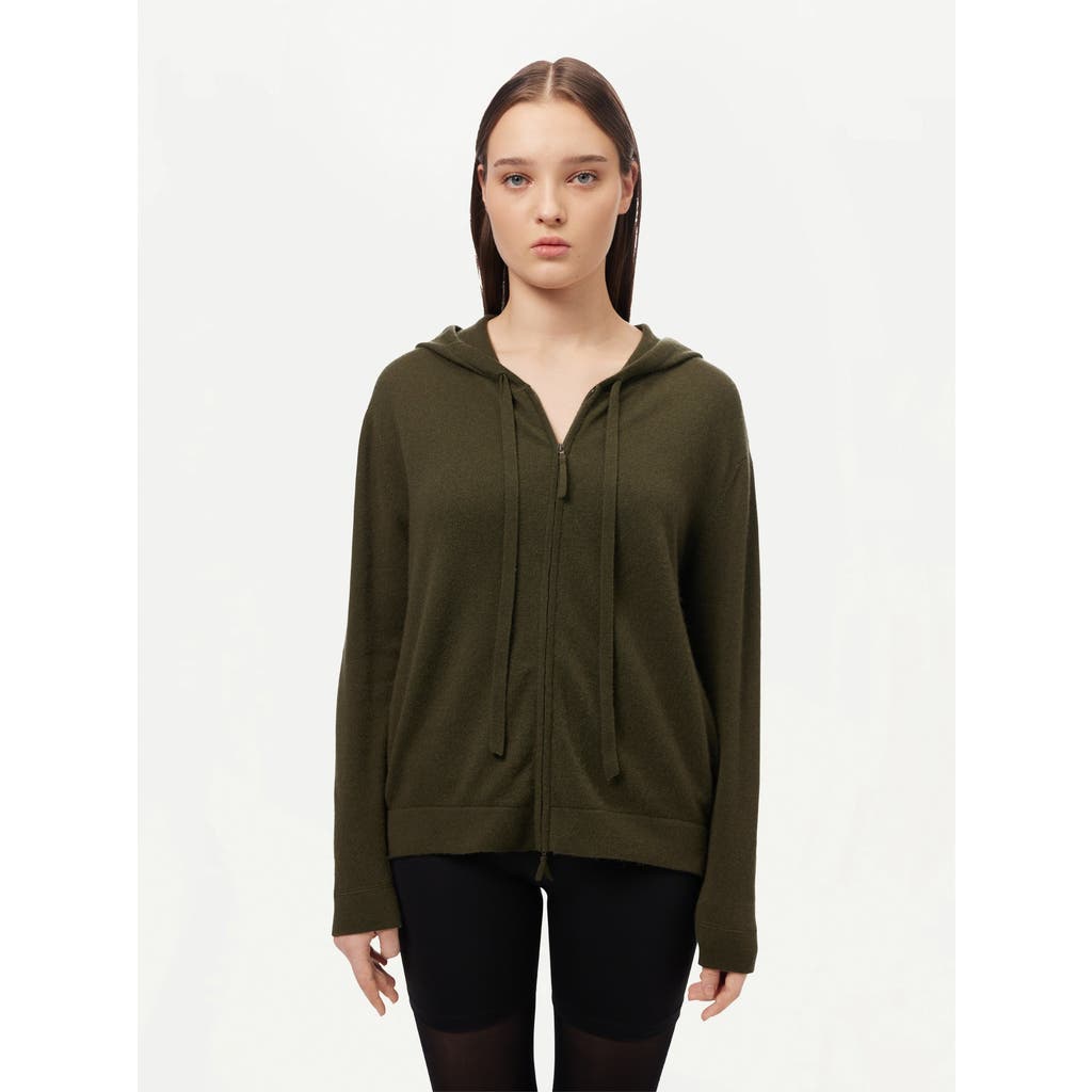 Gobi Cashmere Cashmere Zip Up Hoodie In Capulet Olive