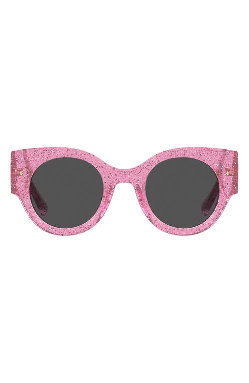 Chiara Ferragni 47mm Round Sunglasses in Pink Glitter/Grey