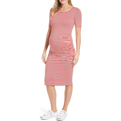 Isabella Oliver Jenna Stripe Maternity T-Shirt Dress, Red