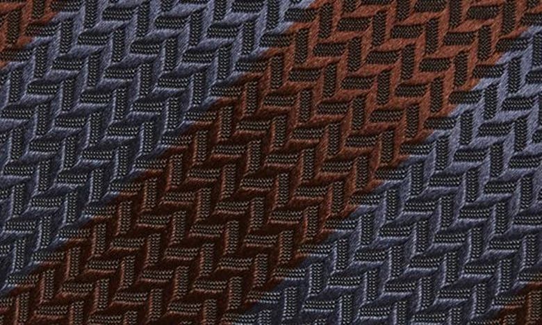 Shop Brioni Repp Stripe Silk Tie In Coffee/ Graphite