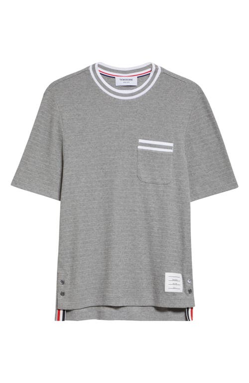 Shop Thom Browne Stripe Trim Cotton T-shirt In Light Grey