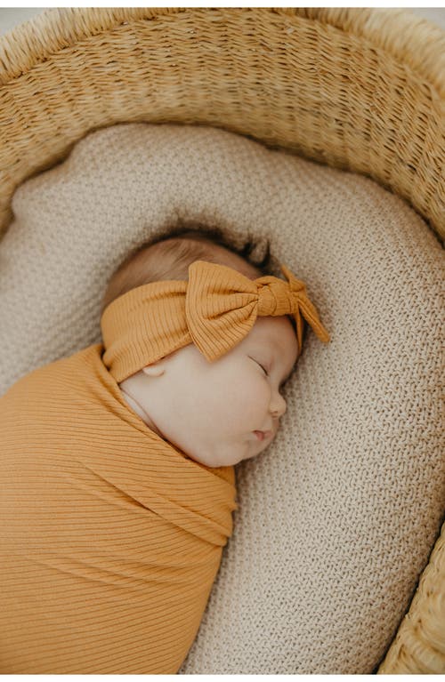 Copper Pearl Dolce Rib Swaddle Blanket In Orange