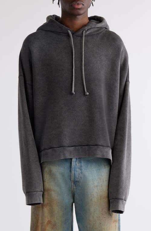 Acne Studios Logo Patch Cotton Hoodie In Faded Black