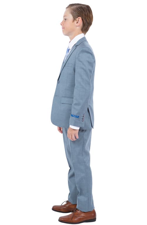 Perry Ellis Kids' Smoke Blue Five-piece Sharkskin Suit In Smoke Blue