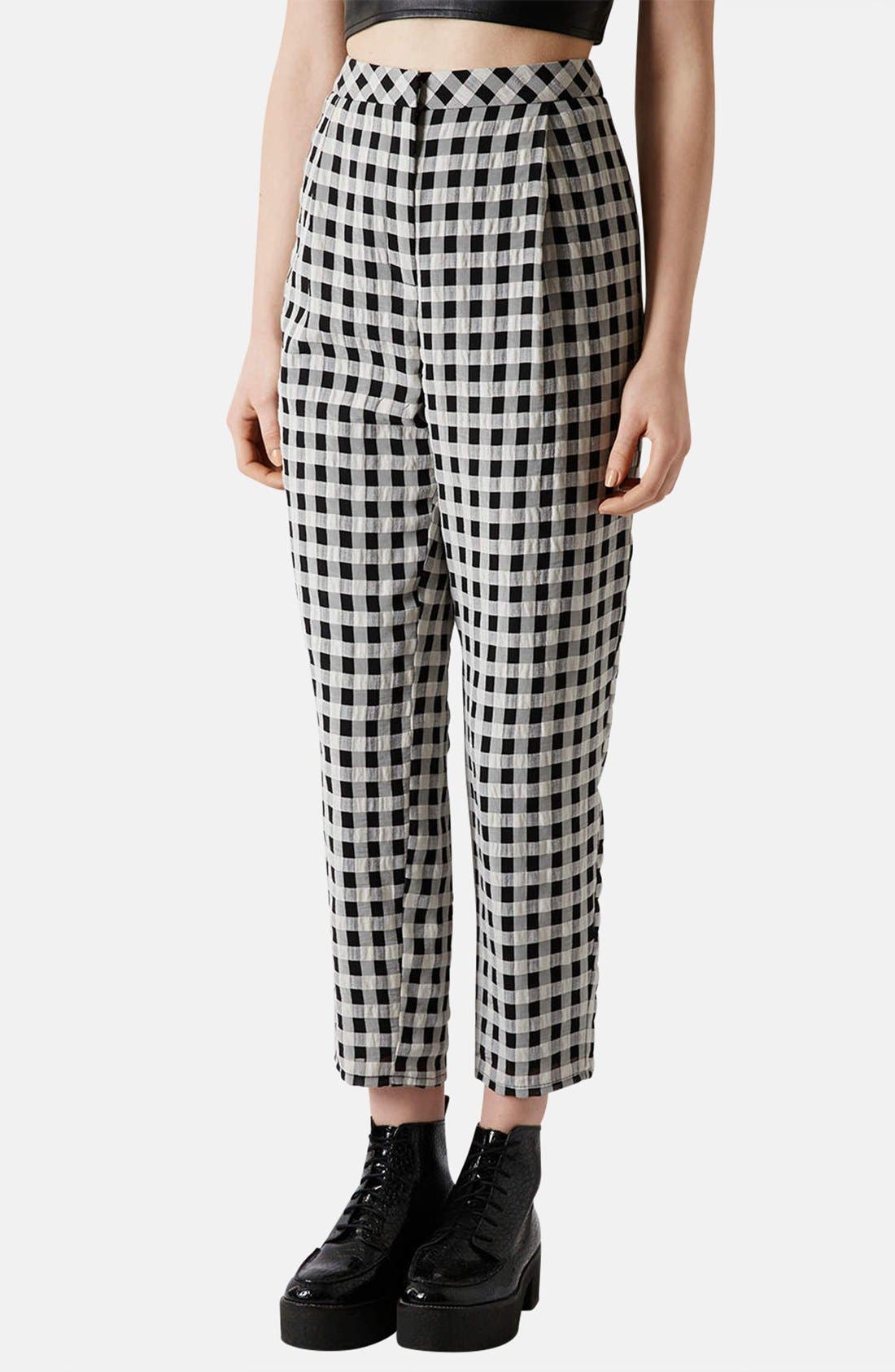 Textured Gingham Peg Leg Pants Nordstrom