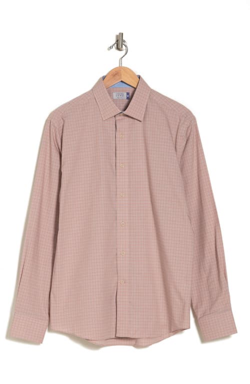 Lorenzo Uomo Trim Fit Check Long Sleeve Cotton Button-up Shirt In Orange/light Blue