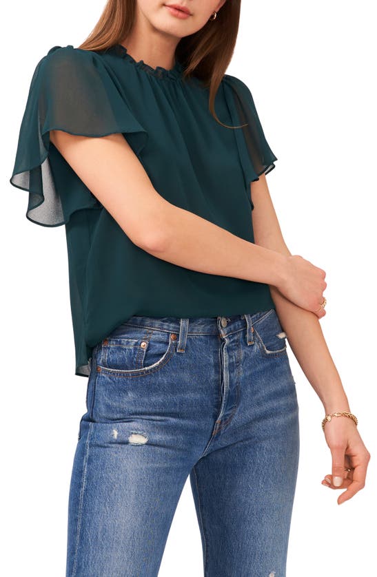 1.state Shirred Chiffon Blouse In Ponderosa Pine