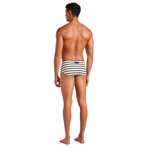 Shop Vilebrequin Rayures Jersey Swim Brief In Noir Blanc