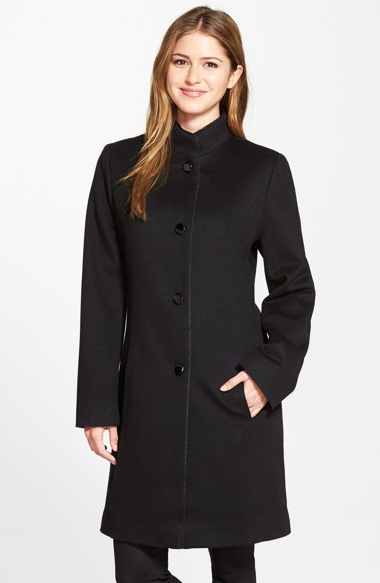 Fleurette Piped Wool & Cashmere Stand Collar Coat (Regular & Petite ...
