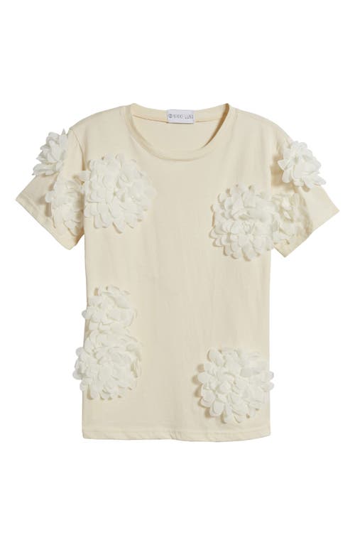 Nikki Lund Liv Flower Appliqué Top In Ivory