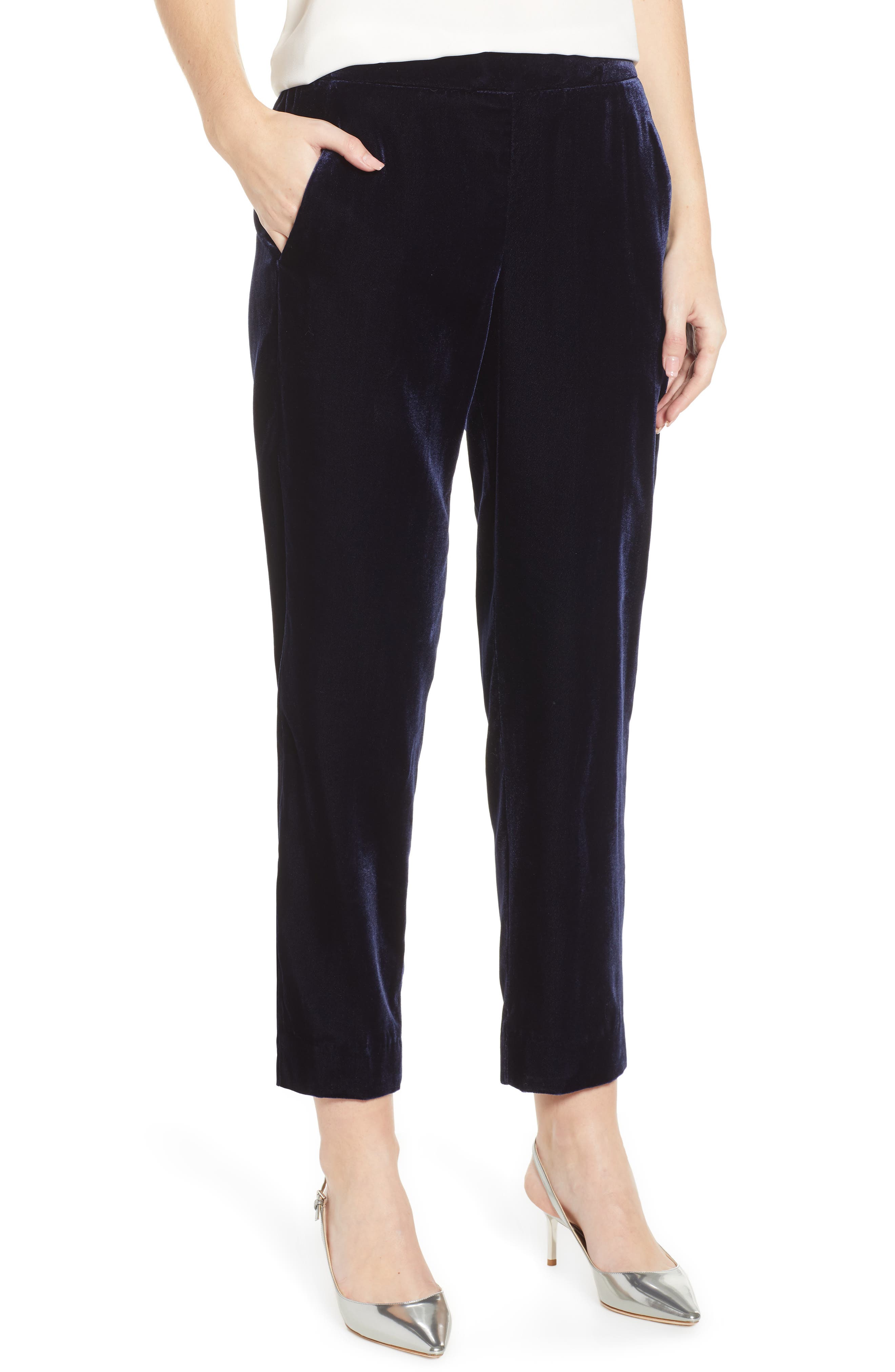 black velvet pull on pants