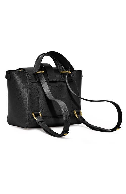 Shop Senreve Mini Maestra Pebbled Leather 4-way Convertible Handbag In Noir