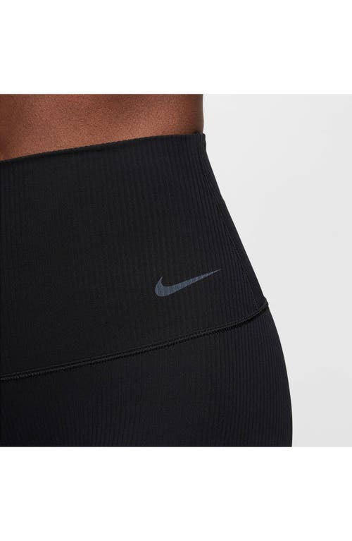 Shop Nike Zenvy Dri-fit High Waist Rib Bike Shorts In Black/black