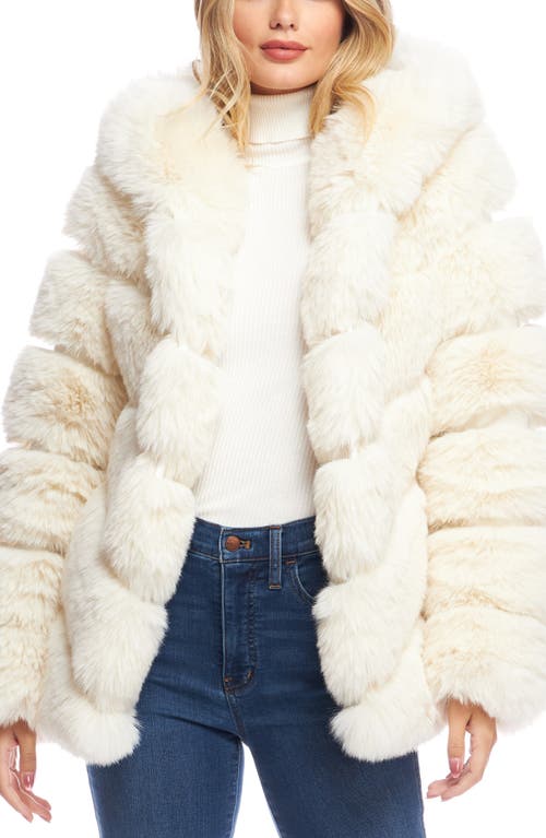 Chateau Quilted Faux Fur Hooded Coat in Ivory