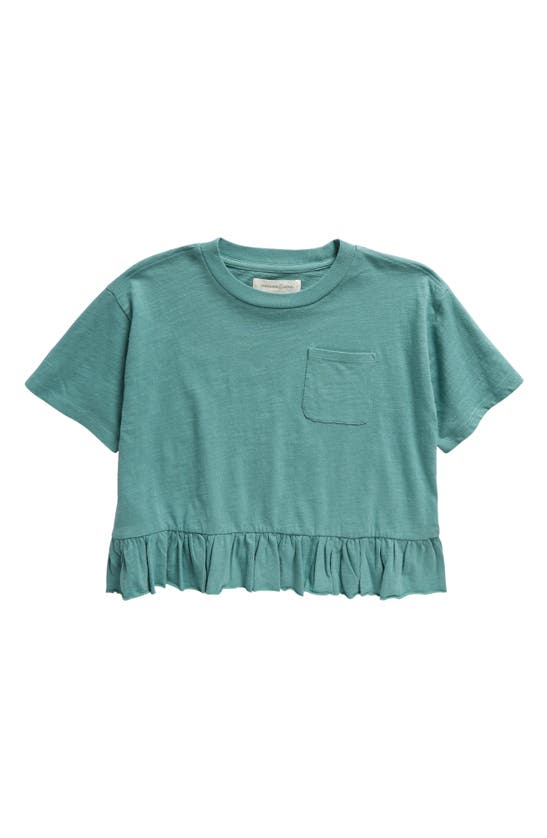 Shop Treasure & Bond Kids' Ruffle Hem Cotton Crop T-shirt In Green Seaglass