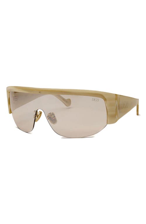 Shop Dezi Thique 125mm Oversize Rimless Shield Sunglasses In Ivory/flash Beige