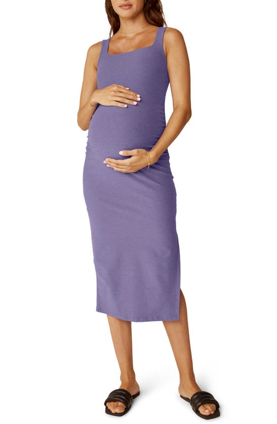Shop Beyond Yoga Icon Maternity Dress In Indigo Heather