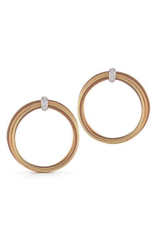 Shop Alor ® Classique 18k White Gold & Stainless Steel Cable Diamond Frontal Hoop Earrings In Bronze/rose/yellow