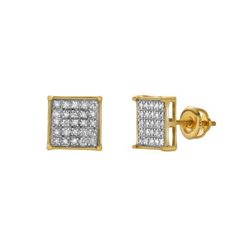 Luvmyjewelry Zenith 10k Yellow Gold Cluster Diamond Unisex Earrings In 10k Yellow Gold