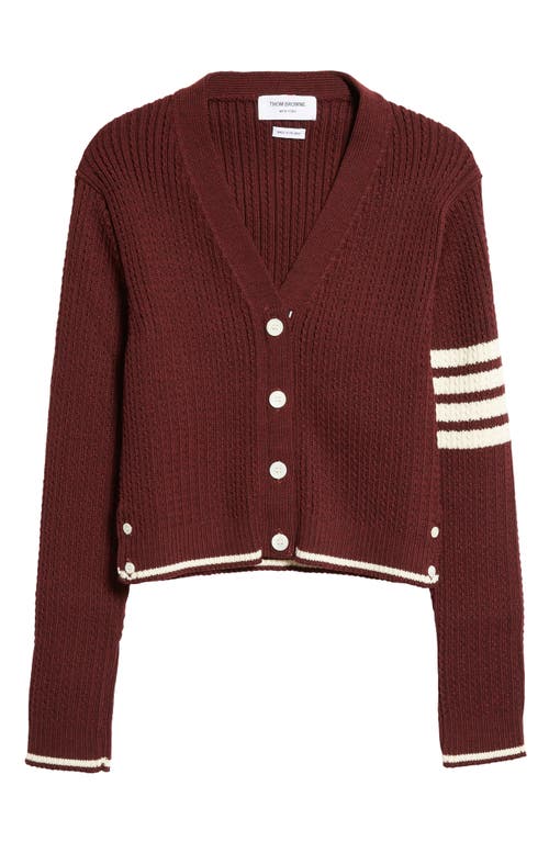 THOM BROWNE THOM BROWNE 4-BAR BABY CABLE KNIT CROP CARDIGAN 