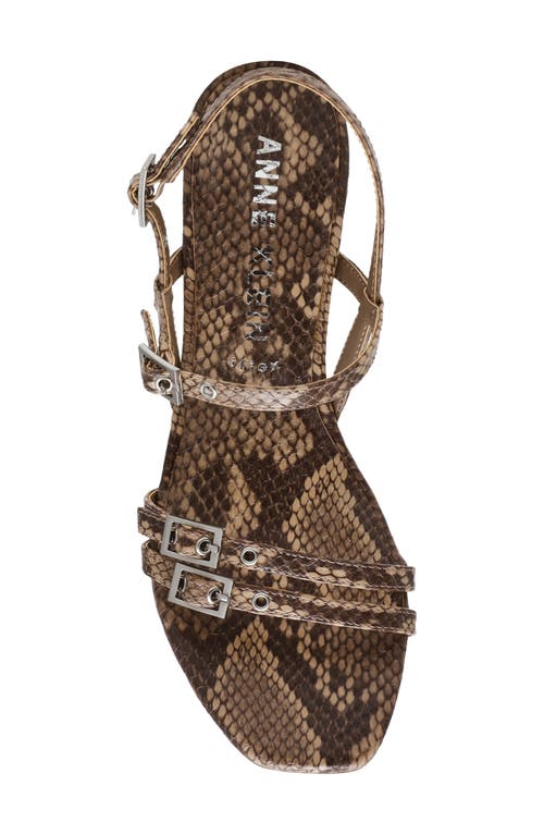 Shop Anne Klein Mackenzie Strappy Sandal In Taupe Snake Print