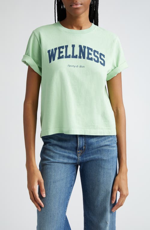 Sporty & Rich Wellness Cotton Graphic Crop T-Shirt Thyme at Nordstrom,