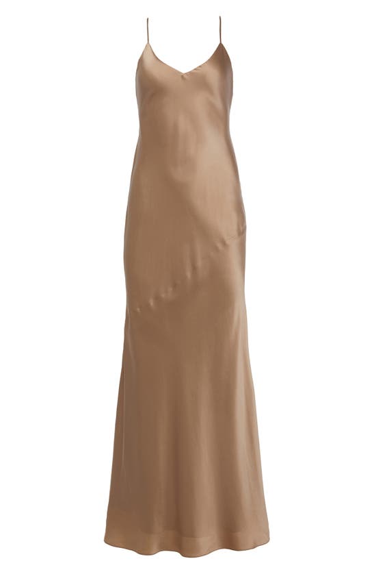 L Agence Serita Silk Charmeuse Maxi Slipdress In Cappuccino